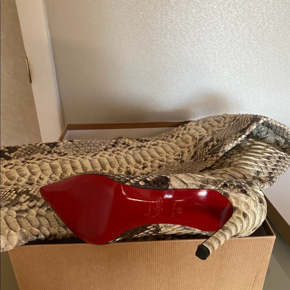 NEW Christian Louboutin 100% Real Python Snake skin tall boots - Picture 5 of 8